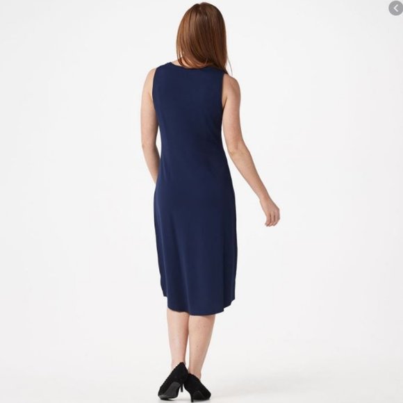 Isaac Mizrahi Sleeveless Knit Midi Dress Side Slit - Picture 2 of 2